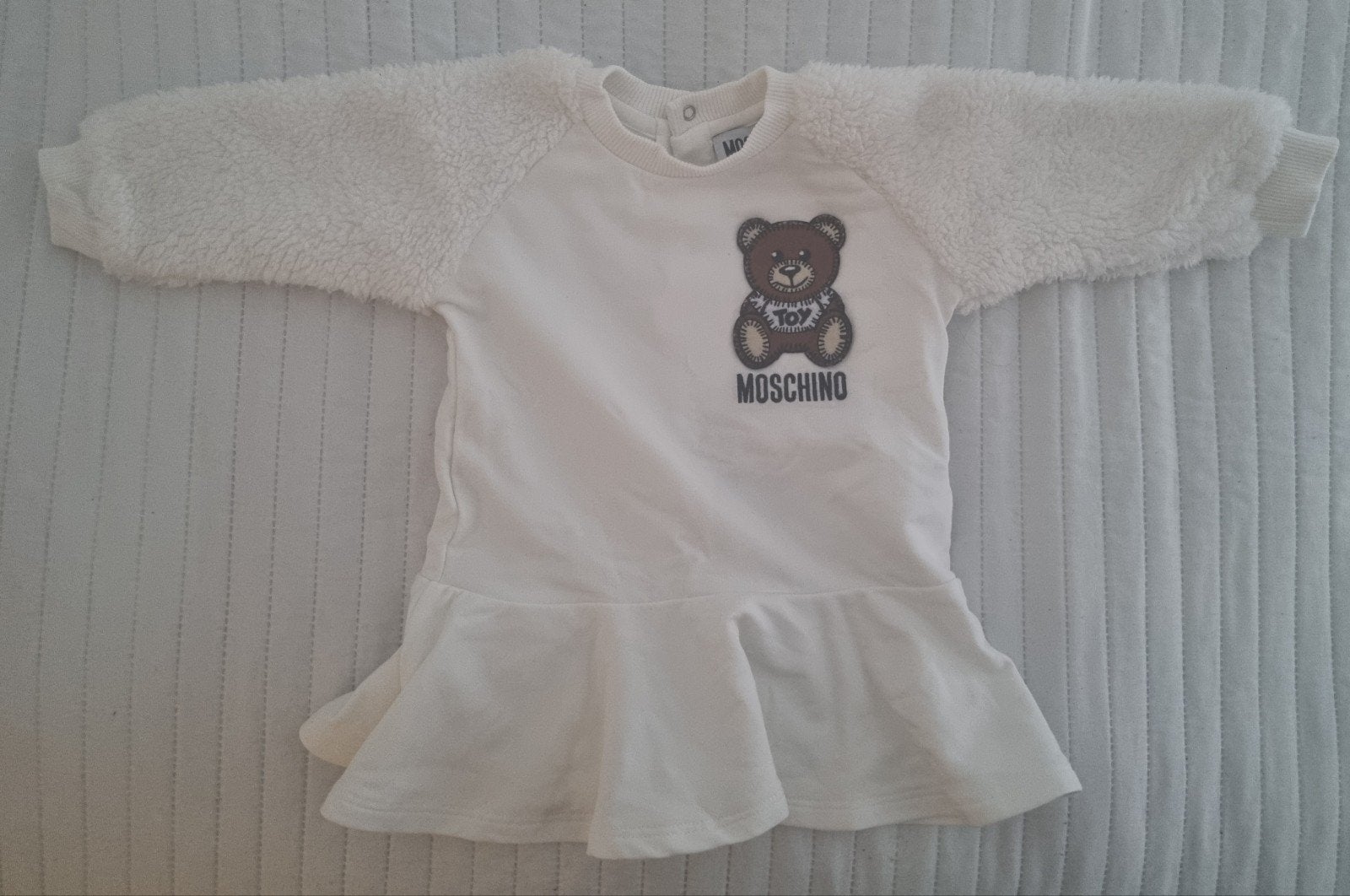 Moschino jurk wit 3-6 maanden maat 60 - 62 merk baby kleding, Moschino, Jurkje of Rokje, Zo goed als nieuw, Verzenden
