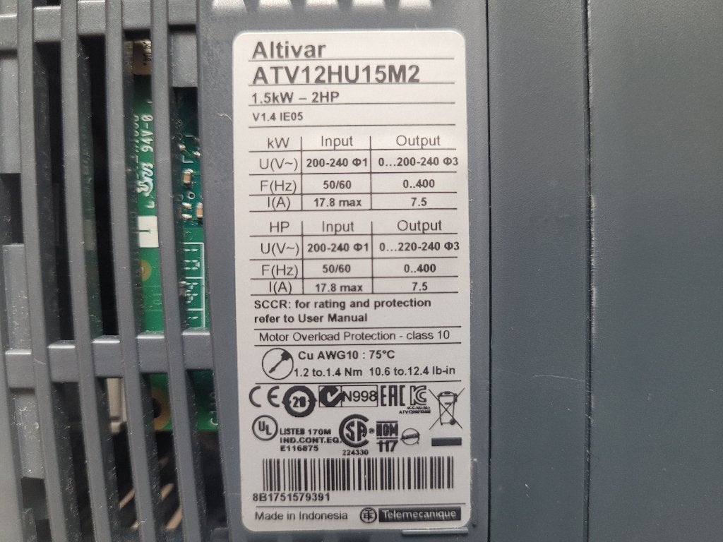 Schneider ATV12 frequentieregelaar 1~230V in, 1,5kW, Schneider, Ophalen of Verzenden, Zo goed als nieuw, Schneider Nederland