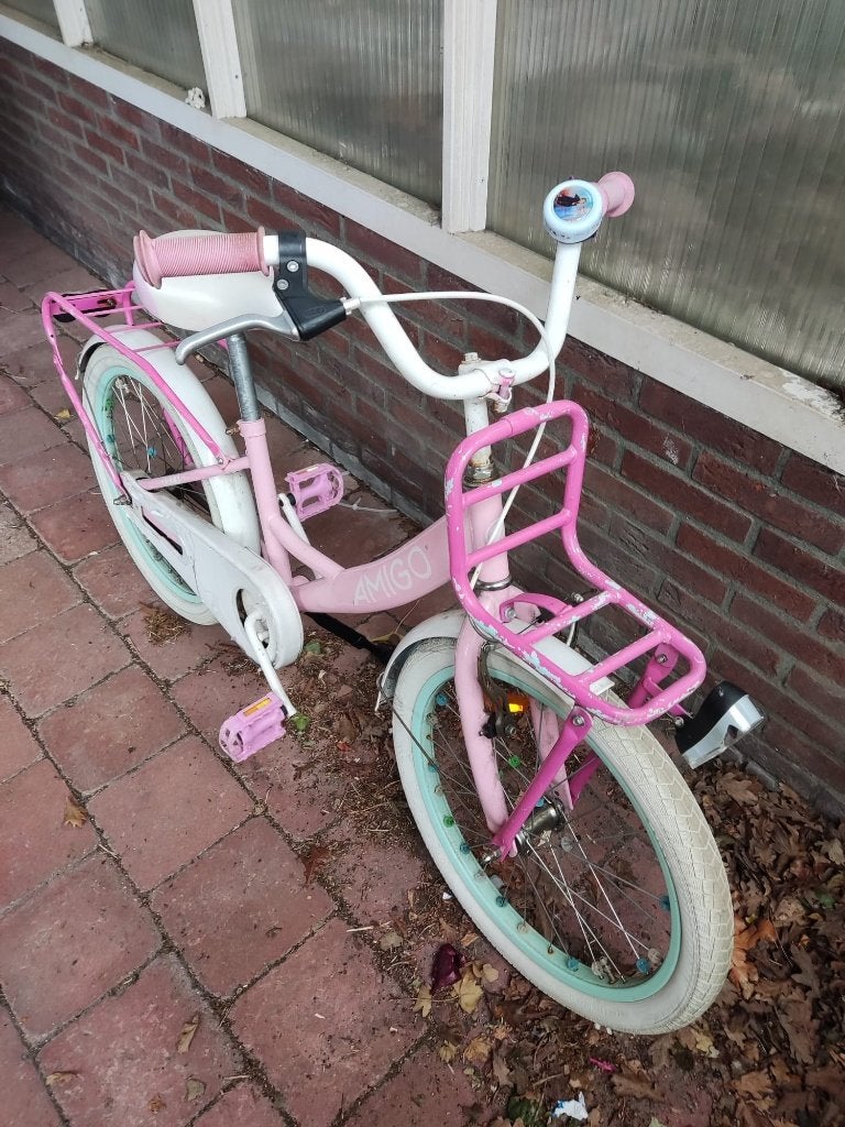 Mooie AMIGO meisjesfiets 20 inch – klaar voor gebruik, Ophalen, Velgrem, Handrem, Zo goed als nieuw
