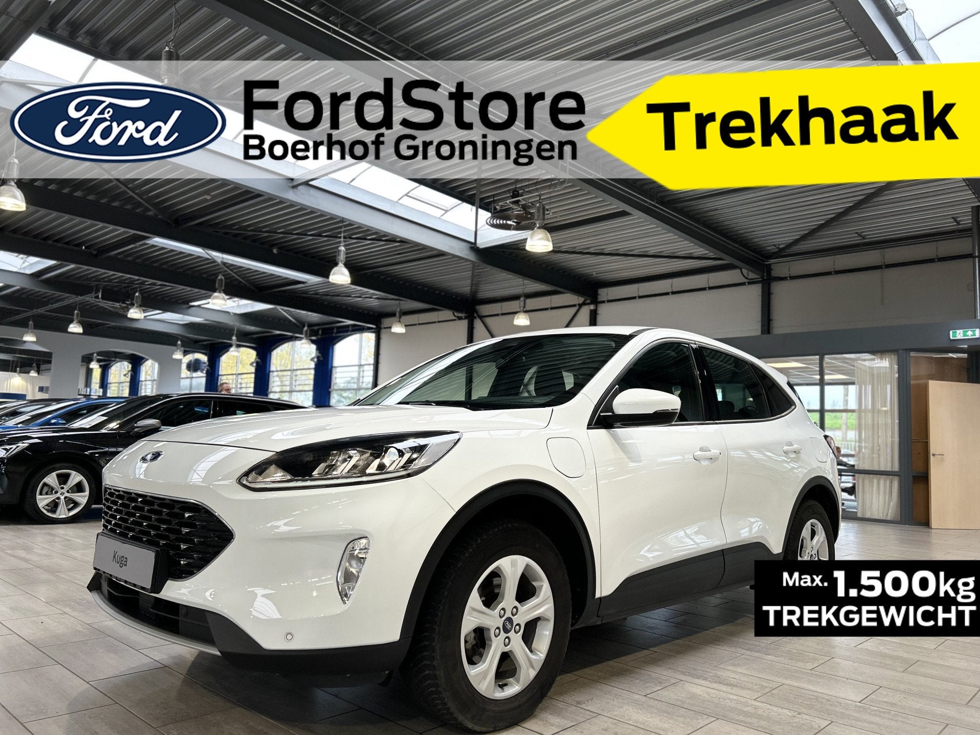 Ford Kuga 2.5 PHEV Cool & Connect | Trekhaak | Winter Pack |, Auto's, Gebruikt, Wit, Plug-in hybride, Bedrijf