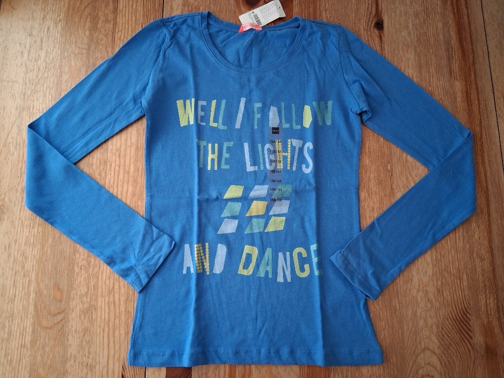 Nieuw blauw shirt met opdruk Hema maat 158-164, Ophalen of Verzenden, Nieuw, Meisje, Shirt of Longsleeve