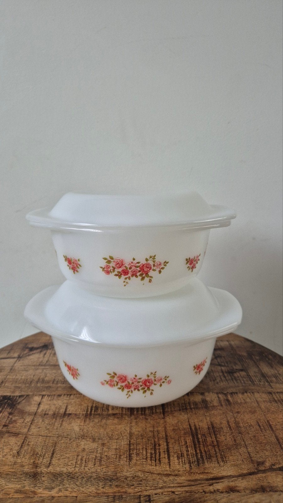Vintage Arcopal France schalen met rozenmotief - set van 4, Ophalen of Verzenden