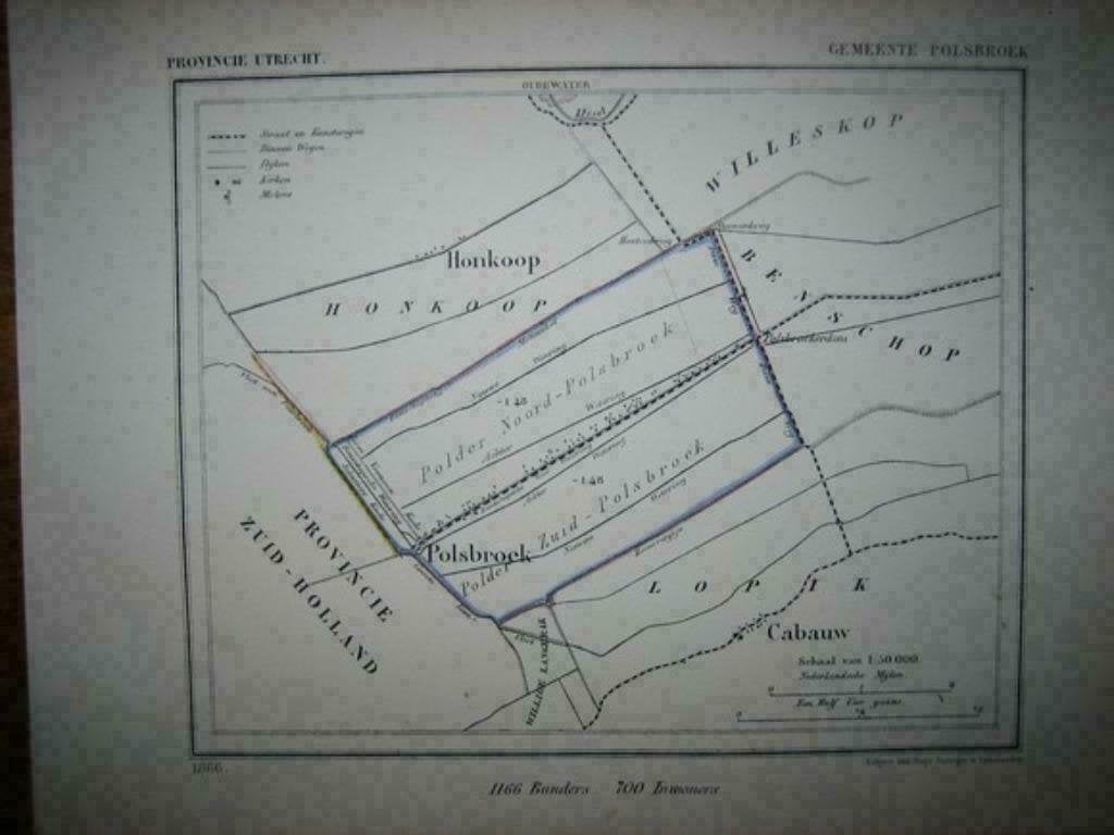15  / Polsbroek / Benschop / Cabauw/ Litho  Kuyper  1867, Ophalen of Verzenden