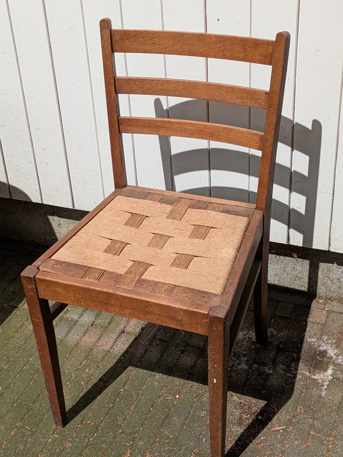 Stoel Vintage Eettafel Stoel Riet Antiek Jaren 40, Ophalen