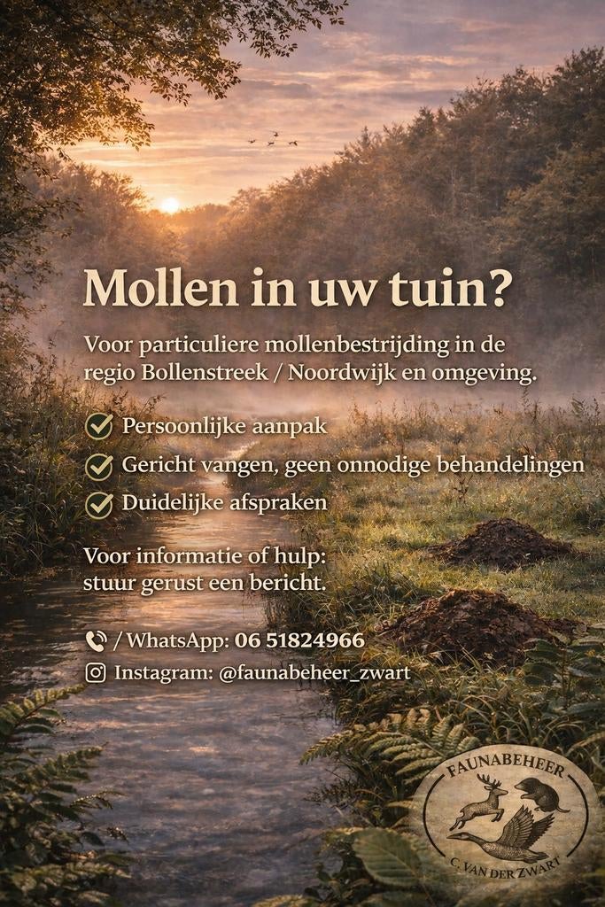 Mollen in tuin? Mollenbestrijding regio Bollenstreek, Mollen of Woelratten