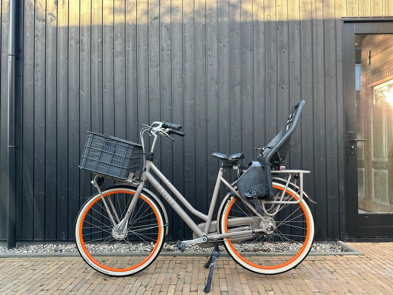 Gazelle fiets met Yepp kinderzitje en krat, Ophalen, Versnellingen, Gazelle, Trommelrem