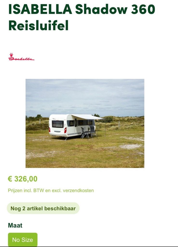 ISABELLA shadow 360 reis luifel, Ophalen of Verzenden, Zo goed als nieuw