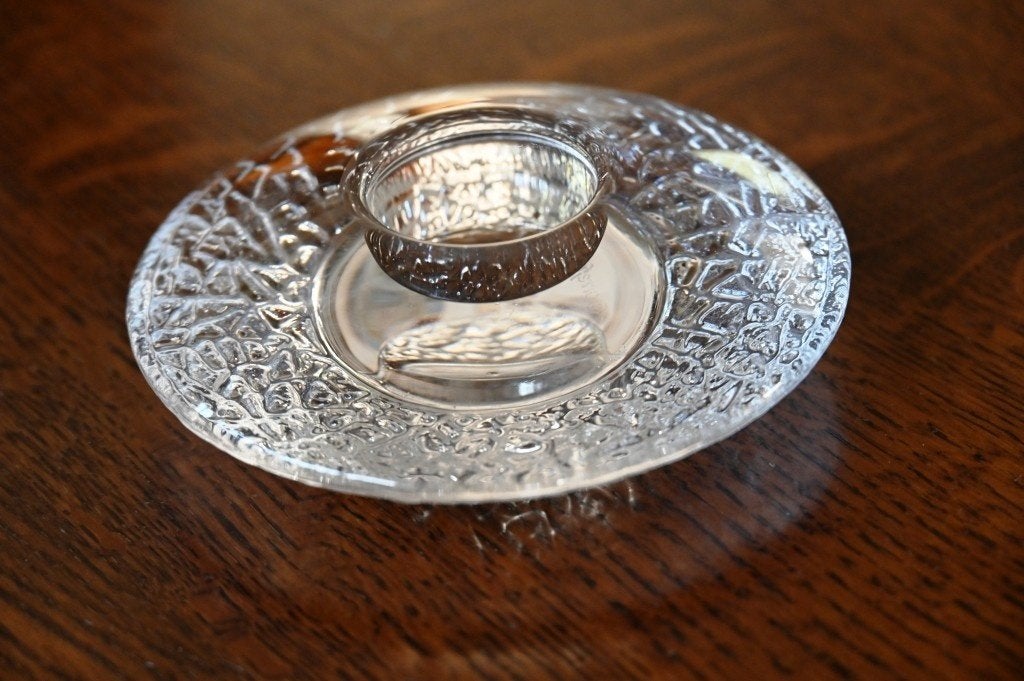 Orrefors waxinelicht houder rond, Overige merken, Waxinelichthouder, Ophalen of Verzenden, Glas