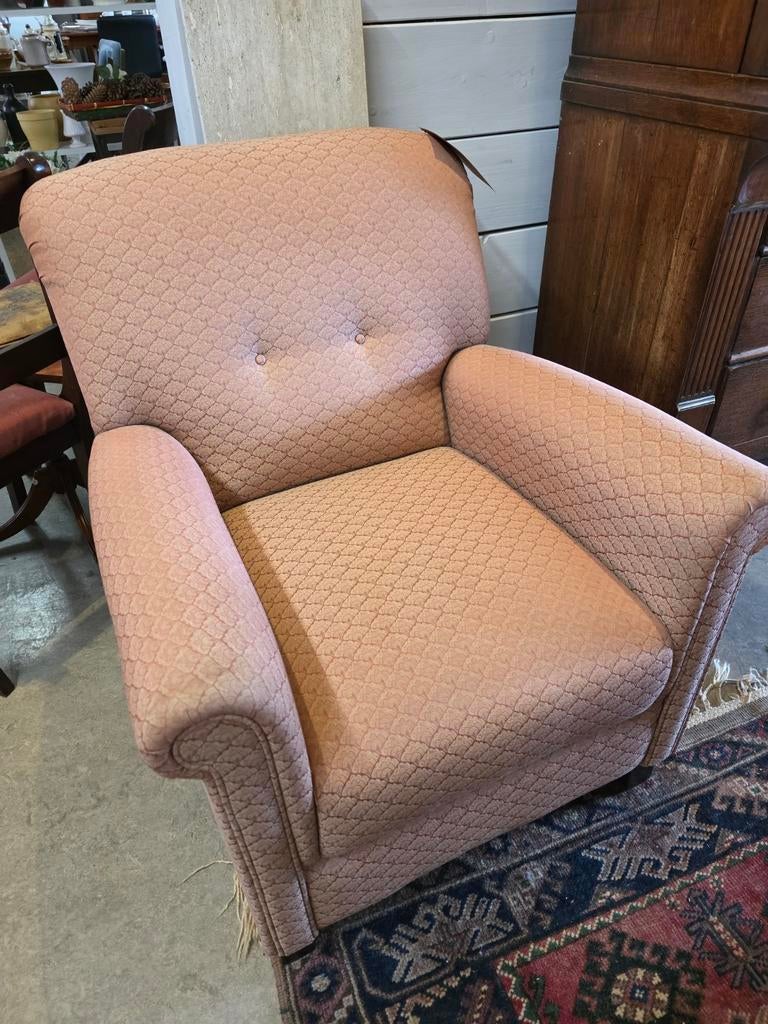 Roze fauteuil met patroon, Huis en Inrichting, Fauteuils, Ophalen, 't Veenhuus, Info@hetveenhuus.nl, Veenlustplein 16