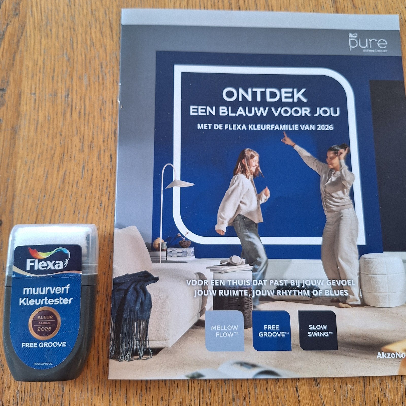 Flexa kleurtester muurverf free groove kleur familie 2026, Blauw, Nieuw, Ophalen of Verzenden, Verf