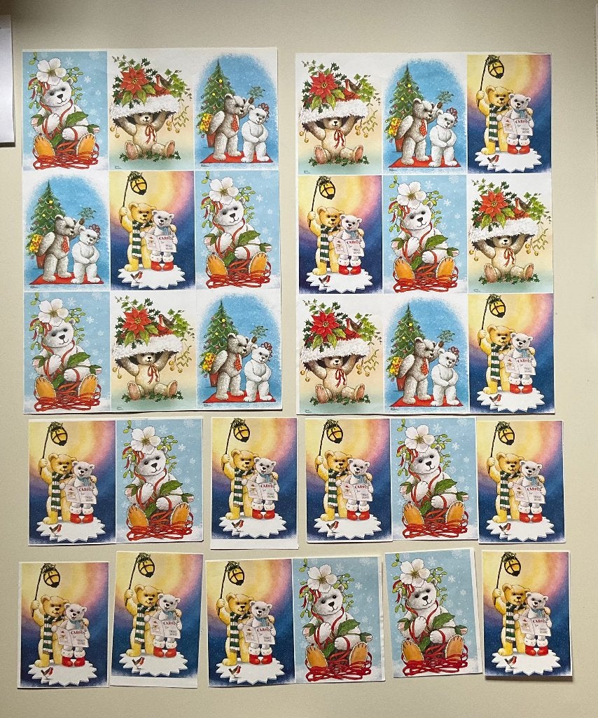 kaarten maken - 3D - 30 afbeeldingen leuke beren, Hobby en Vrije tijd, Ophalen of Verzenden, Zo goed als nieuw, Kerst, Overige typen
