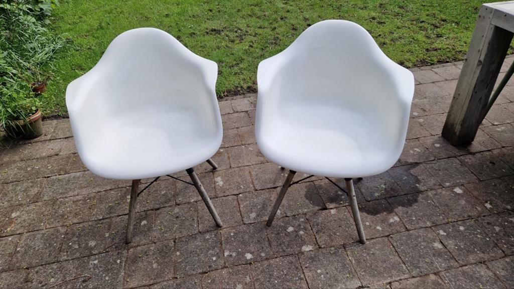 2 keer Kuipstoelen, Gebruikt, Twee, Wit, Ophalen