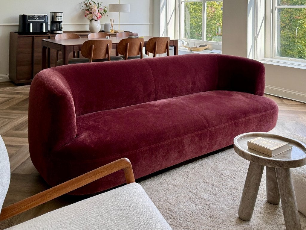 Sofa Company "Audrey" Bank Bordeauxrood, Overige materialen, Minder dan 75 cm, Ophalen of Verzenden, 200 tot 250 cm