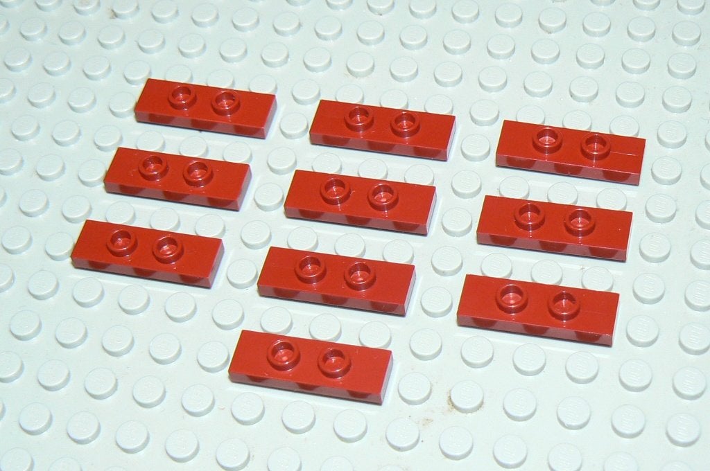 L400 Speciale plaatjes 1x3 donker rood 10 st. (2 noppen), Ophalen of Verzenden, Nieuw, Losse stenen, Lego