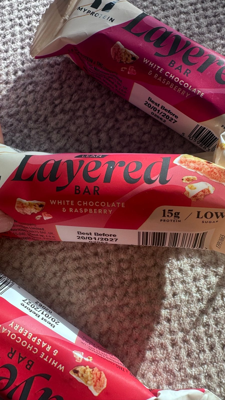 Myprotein Layered Proteïnerepen - Witte Chocolade & Framboos, Ophalen of Verzenden, Overige typen