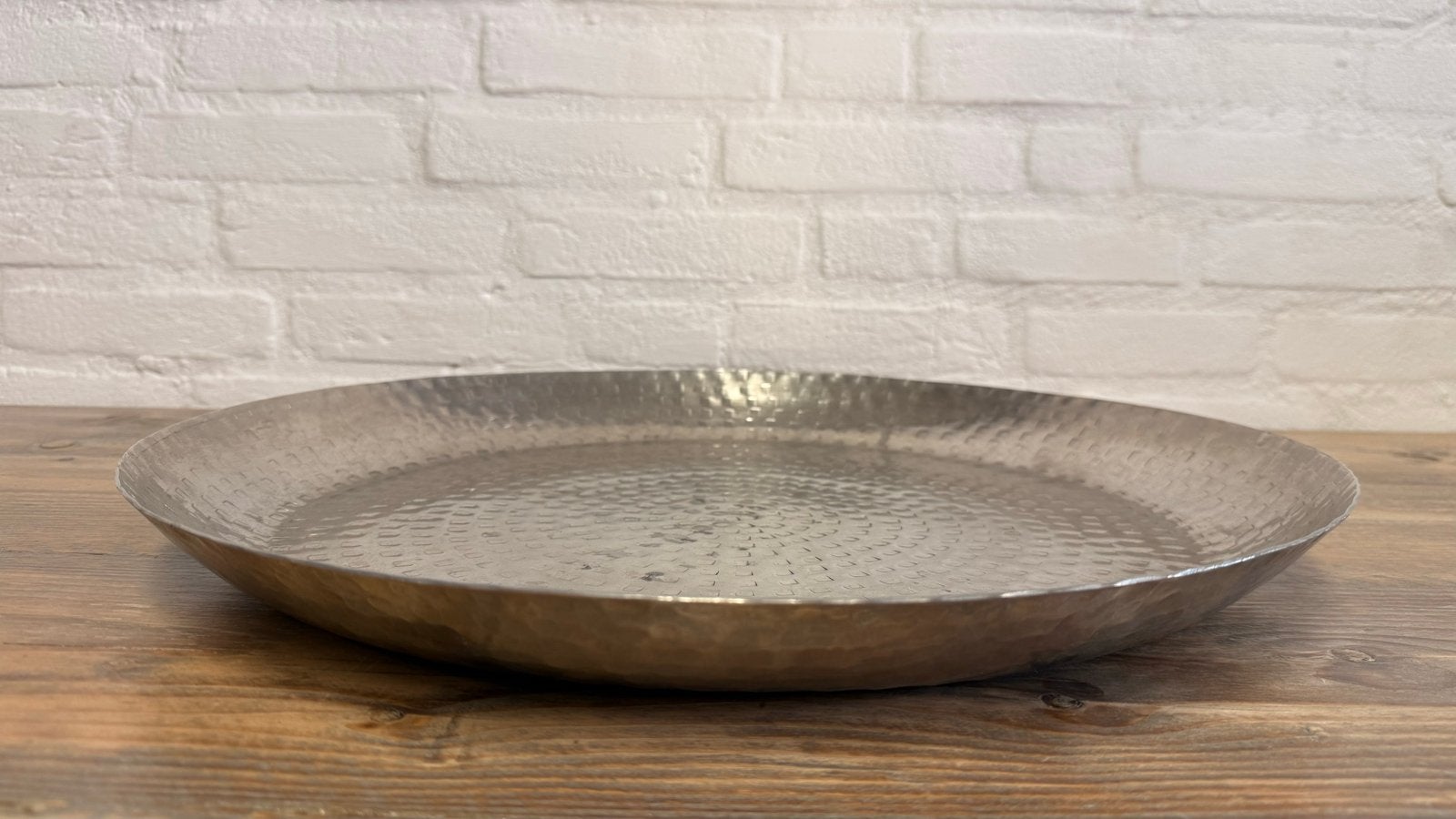 Grote zilverkleurige decoratieve schaal - 48 cm diameter, Ophalen