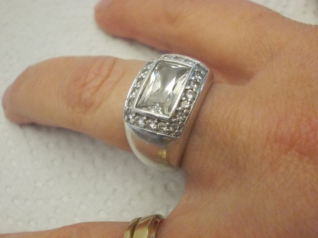 zilveren Ti Sento ring met grote steen nr.089, Verzenden, Zo goed als nieuw, 17 tot 18, Dame