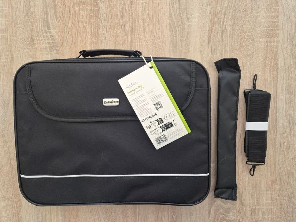 Nieuwe Nedis laptoptas 15-16 inch, zwart met schouderband, Computers en Software, Ophalen, Gevoerd laptopvak, Nieuw, Zwart