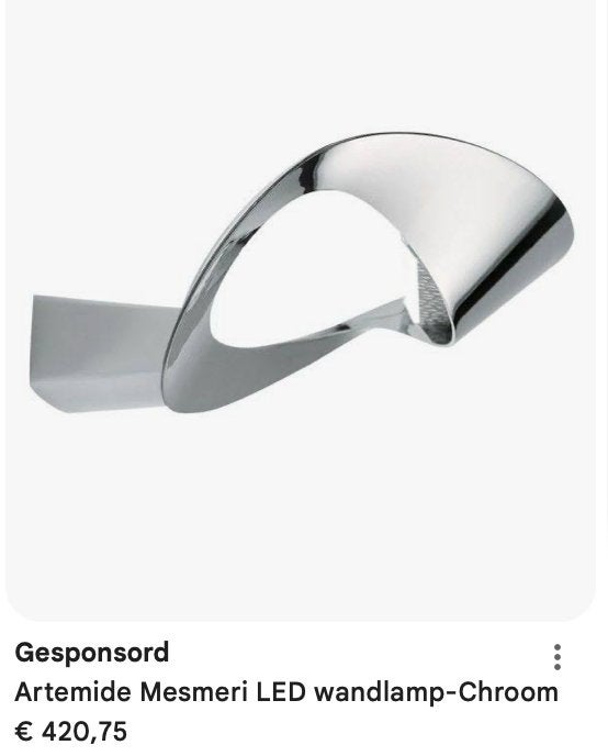 Artemide Mesmeri LED wandlamp chroom 2700K - Nieuw in doos, Ophalen, Inclusief lichtbron, Nieuw, Overige fittingen