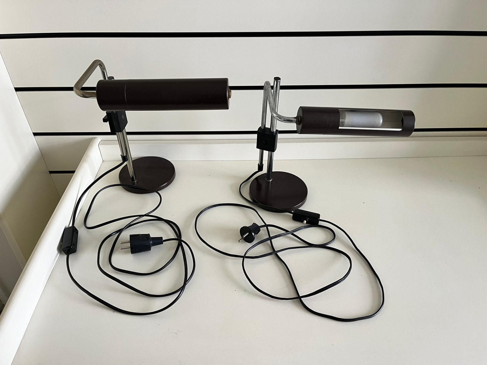 Vintage Hala bureaulamp pianolamp tafellamp bruin -set van 2, Gebruikt, Ophalen of Verzenden, Overige vormen, Tafellamp
