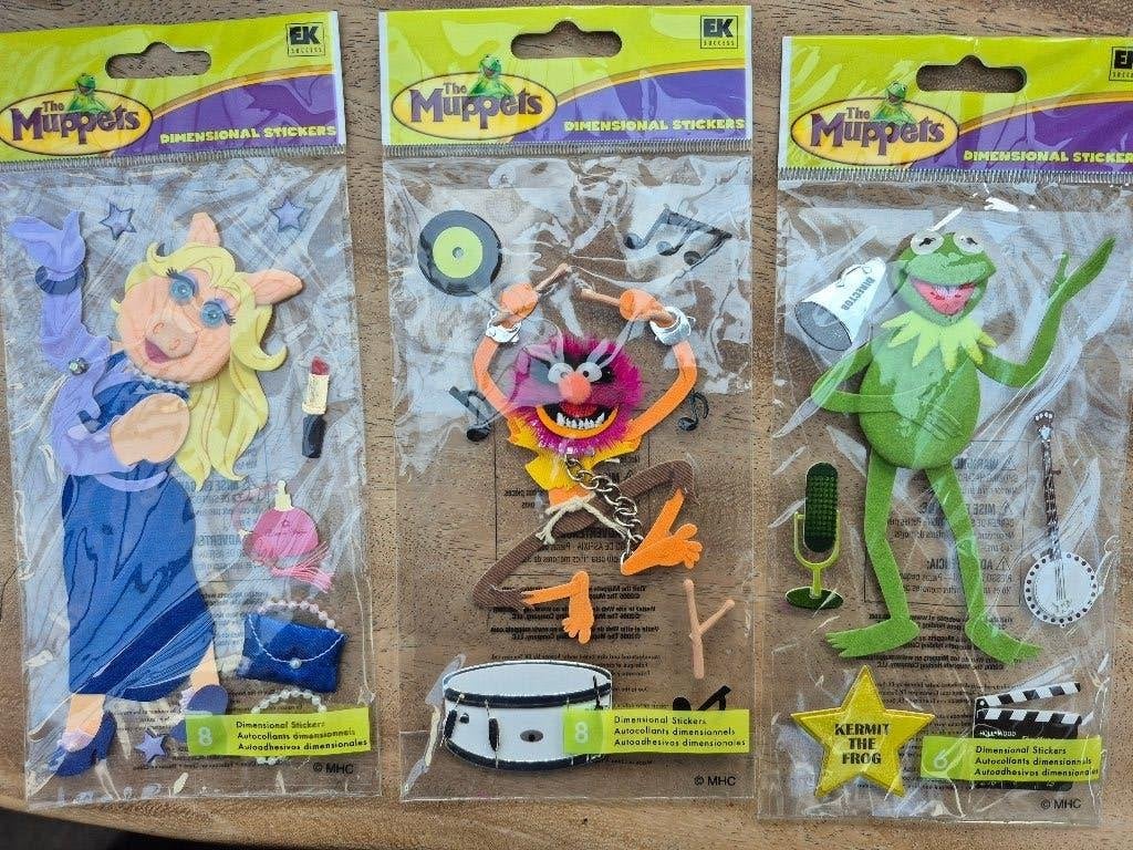 dimensional stickers muppets kermit piggy animal set van 3, Ophalen of Verzenden, Nieuw, Tv, Overige typen