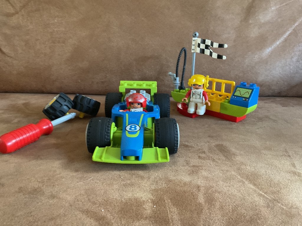 LEGO DUPLO raceauto, Ophalen, Zo goed als nieuw, Compleet, Duplo