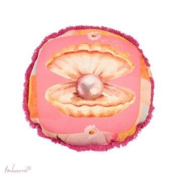 Roze kussen met schelp en parel print, Met print, Rond, Nieuw, Ophalen of Verzenden