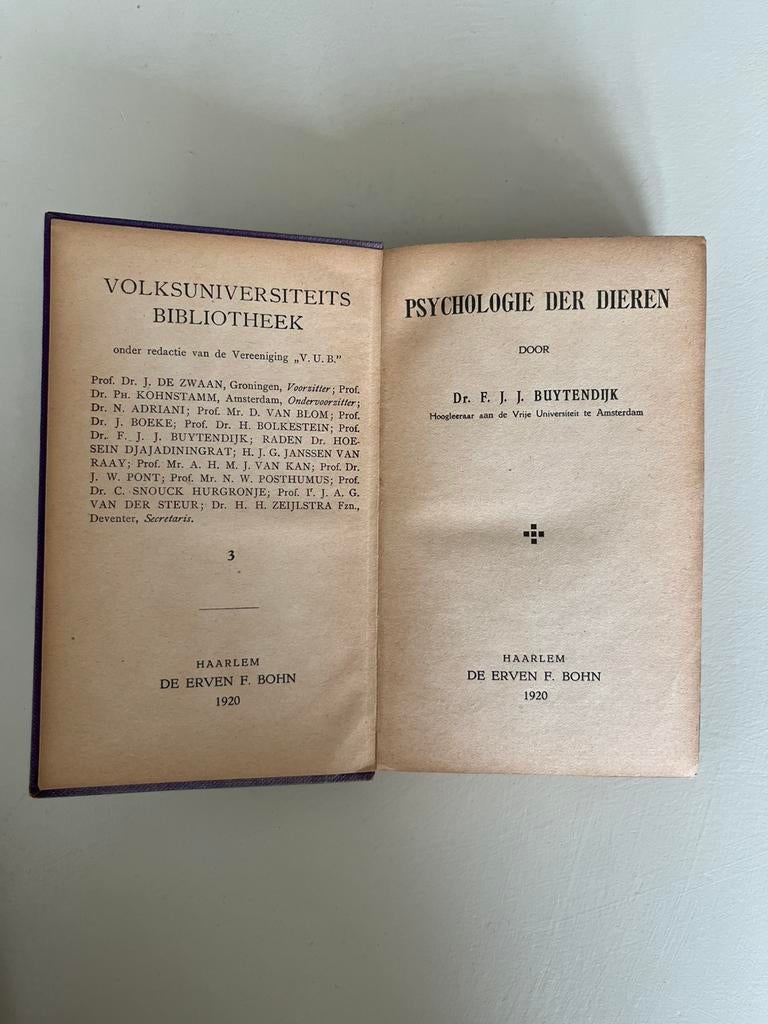 Psychologie der dieren - dr. F.J.J. Buytendijk (oud), Gelezen, Ophalen of Verzenden, Ontwikkelingspsychologie, Dr. F.J.J. Buytendijk