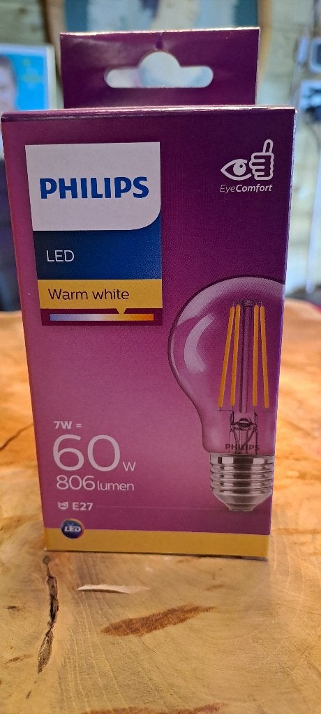 4x Philips Ledlamp 7W>60Watt, Led-lamp, Philips.com/lighting, Nieuw, Eindhoven