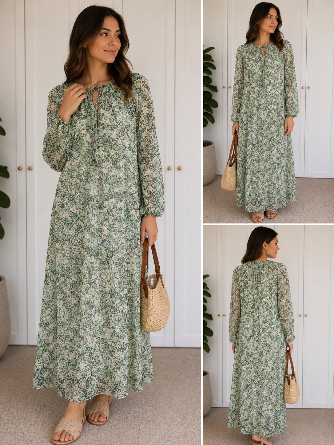 H&M maxi jurk met onderjurk – bloemenprint – maat XS, H&M, Ophalen of Verzenden, Zo goed als nieuw, Maat 34 (XS) of kleiner