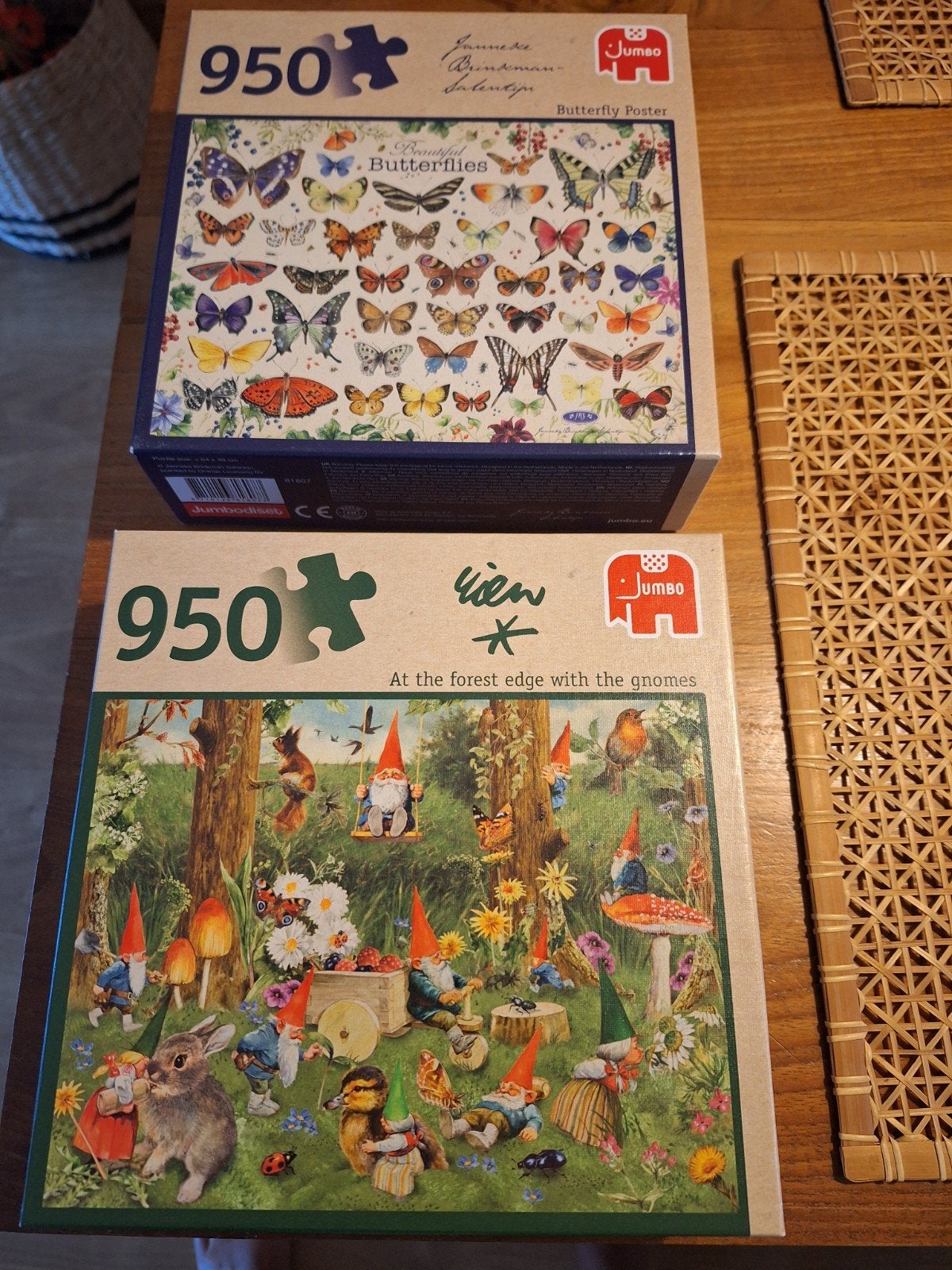 2 leg puzzels 950 stukjes Rien Poortvliet & Janneke Brinkma, Ophalen of Verzenden, 500 t/m 1500 stukjes, Zo goed als nieuw, Legpuzzel