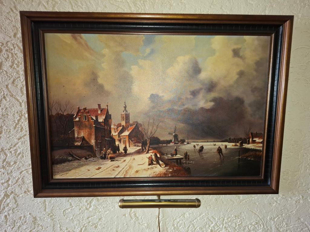 Schilderij Winterlandschap met Schaatsers Joseph Brocken, Ophalen