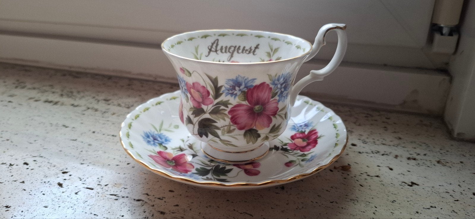 Vintage Royal Albert Maand Thee Kopje - Augustus, Ophalen of Verzenden