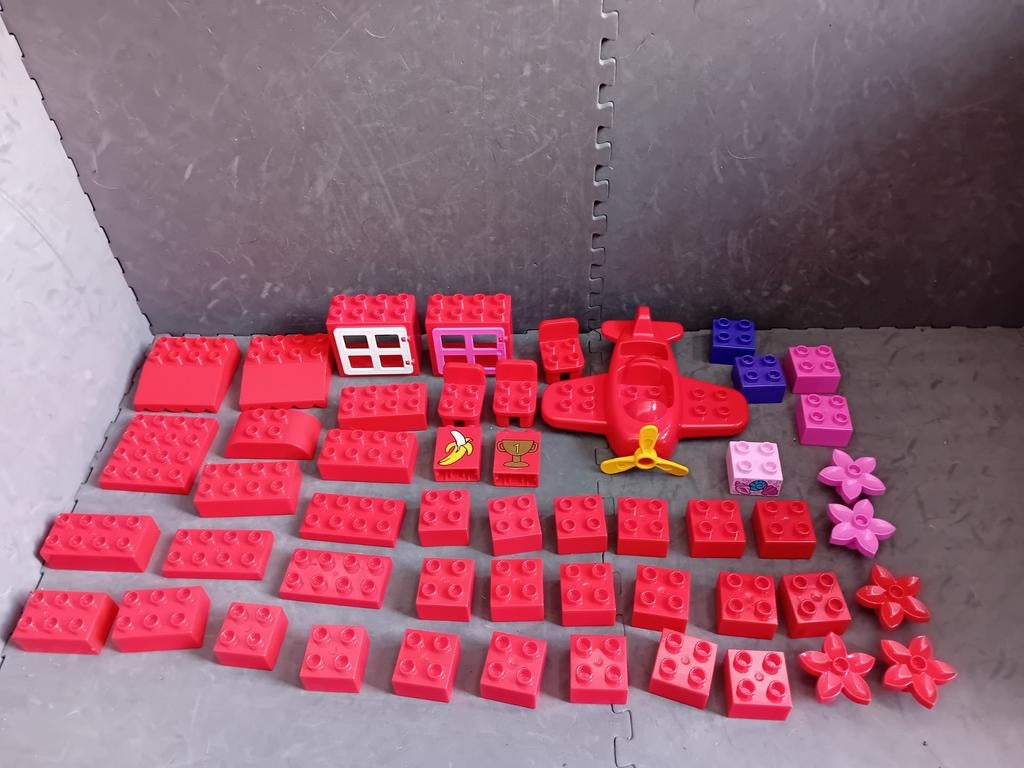 Lego Duplo 50 blokken rood roze paars, Gebruikt, ., Ophalen of Verzenden, Duplo