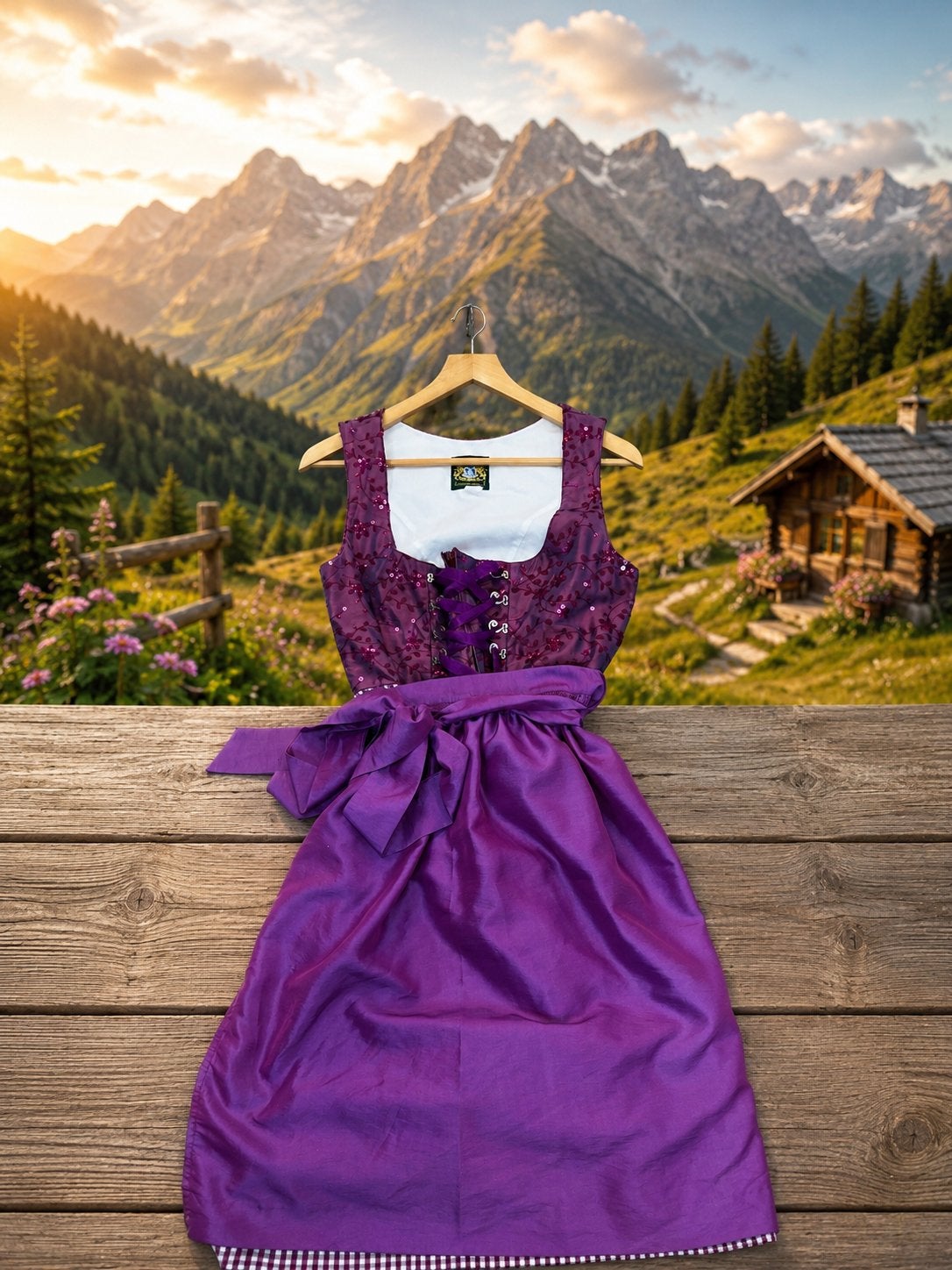 Hamerschmid Dirndl - Paars - Maat 40/42, Kleding | Dames, Carnavalskleding en Feestkleding, Ophalen of Verzenden, Zo goed als nieuw