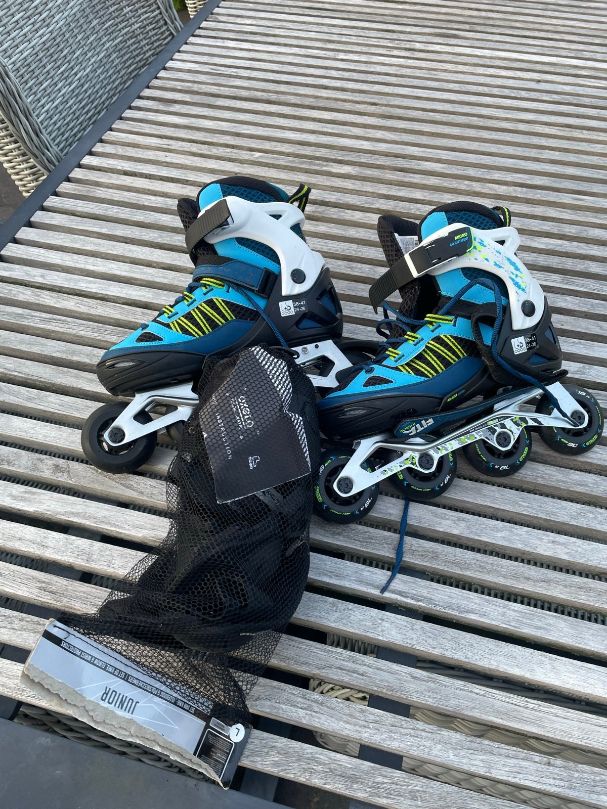 Oxelo Inline Skates - Verstelbaar+ bescherming, Verstelbaar, Kinderen, Zo goed als nieuw, Inline skates 4 wielen