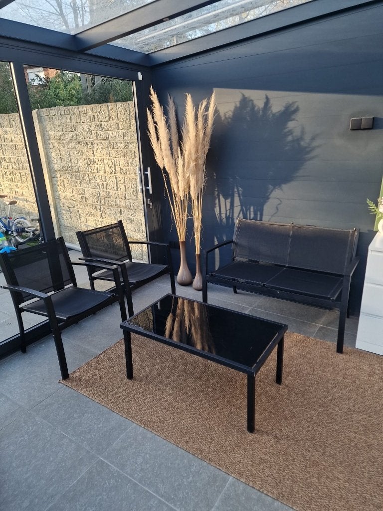 Moderne tuinset / loungeset – Zwart TOPSTAAT, Ophalen, 4 zitplaatsen, Aluminium, Zo goed als nieuw