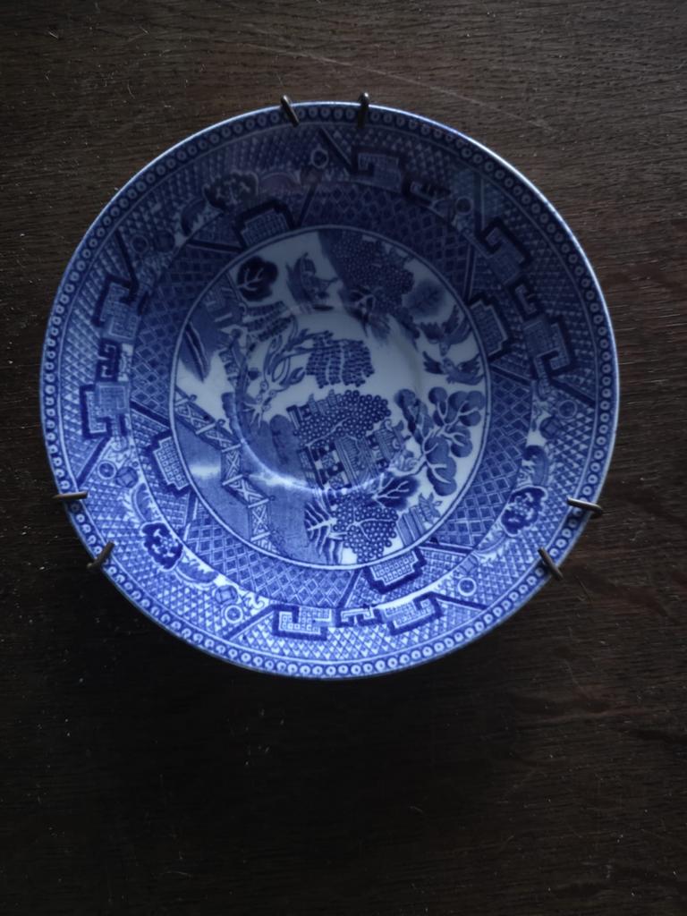 Antiek Wedgwood Wandbord - Blauw en Wit Decor, Ophalen of Verzenden