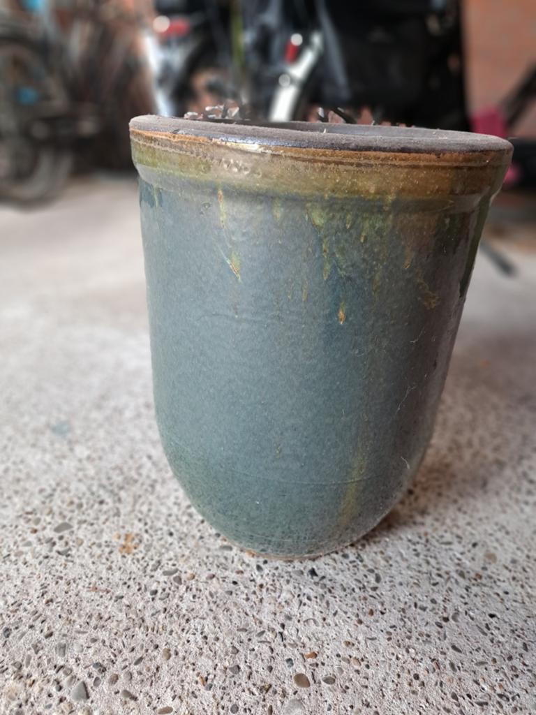 Blauwe groen pot, 50cm hoog, diameter 36cm, Ophalen, Rond, Aardewerk