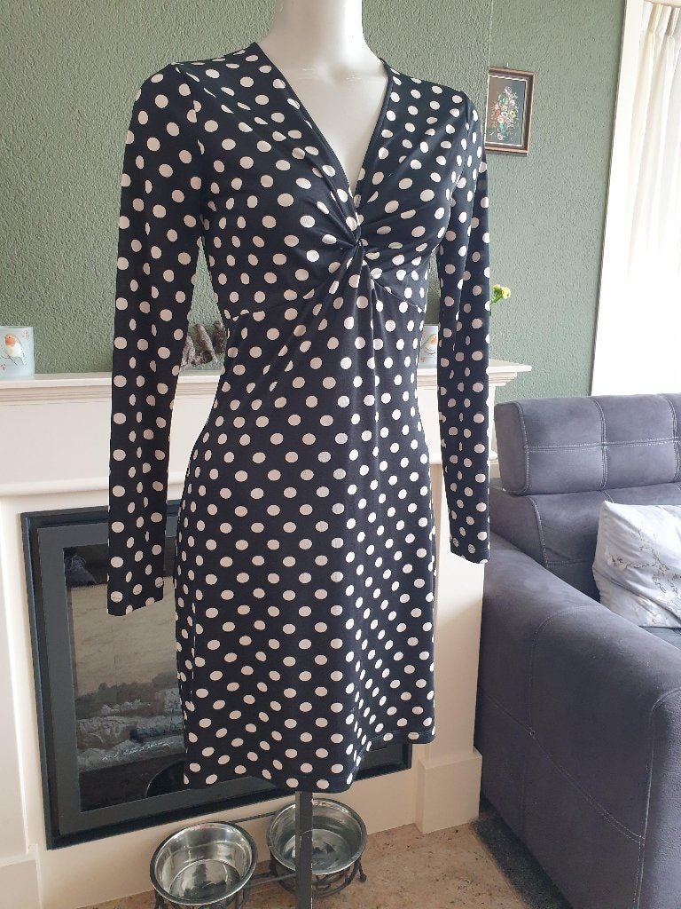 Kyra & Ko schitterende travelstof jurk mt S 36, Verzenden, Zwart, Zo goed als nieuw, Knielengte