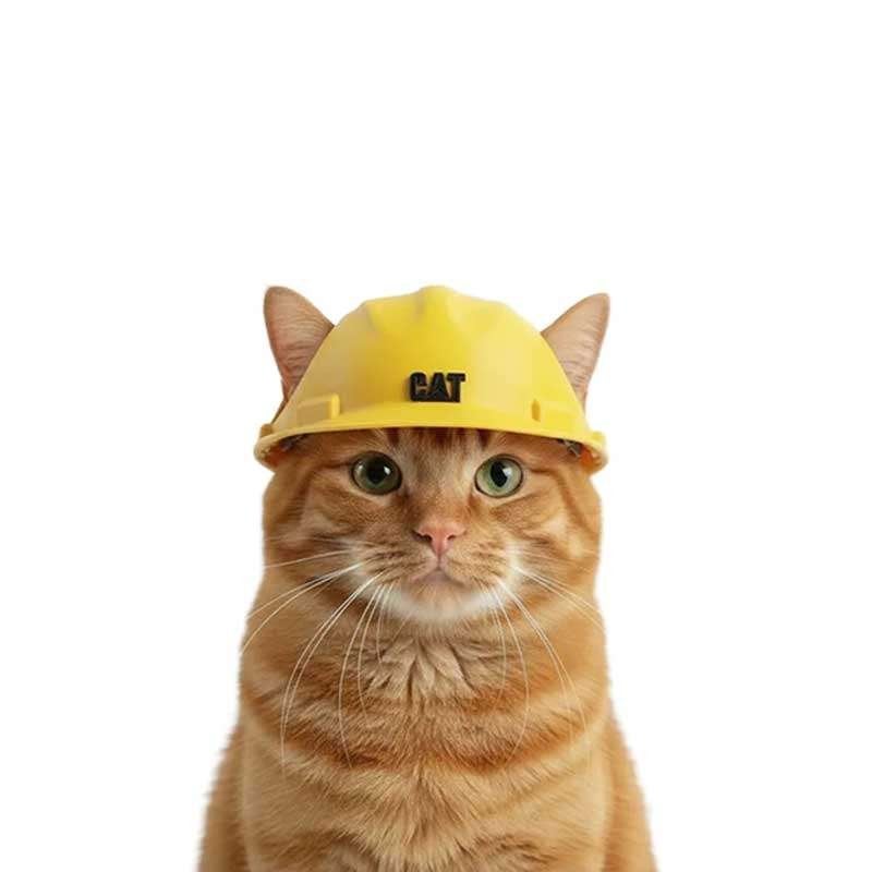 Gele bouwvakkerhelm voor kat met CAT logo, Ophalen of Verzenden, Nieuw