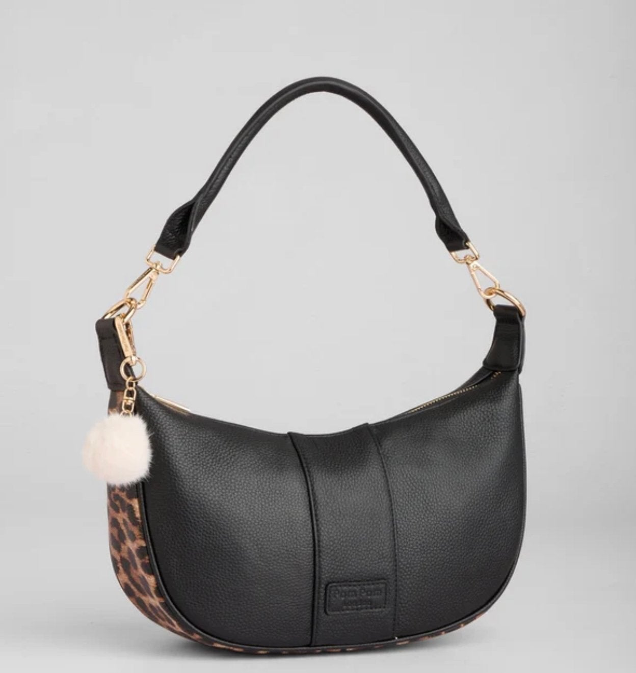 Pom Pom London schoudertas zwart leopard leer nieuw, Ophalen of Verzenden, Nieuw, Zwart, Schoudertasje