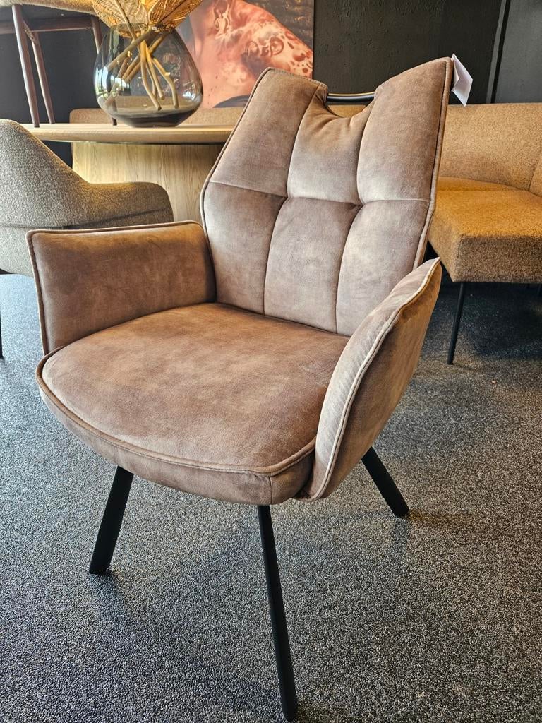 Eetkamerstoel "mabel" velours handvat armleuning, Huis en Inrichting, Stoelen, Ophalen of Verzenden, Nieuw, Stof, Eén