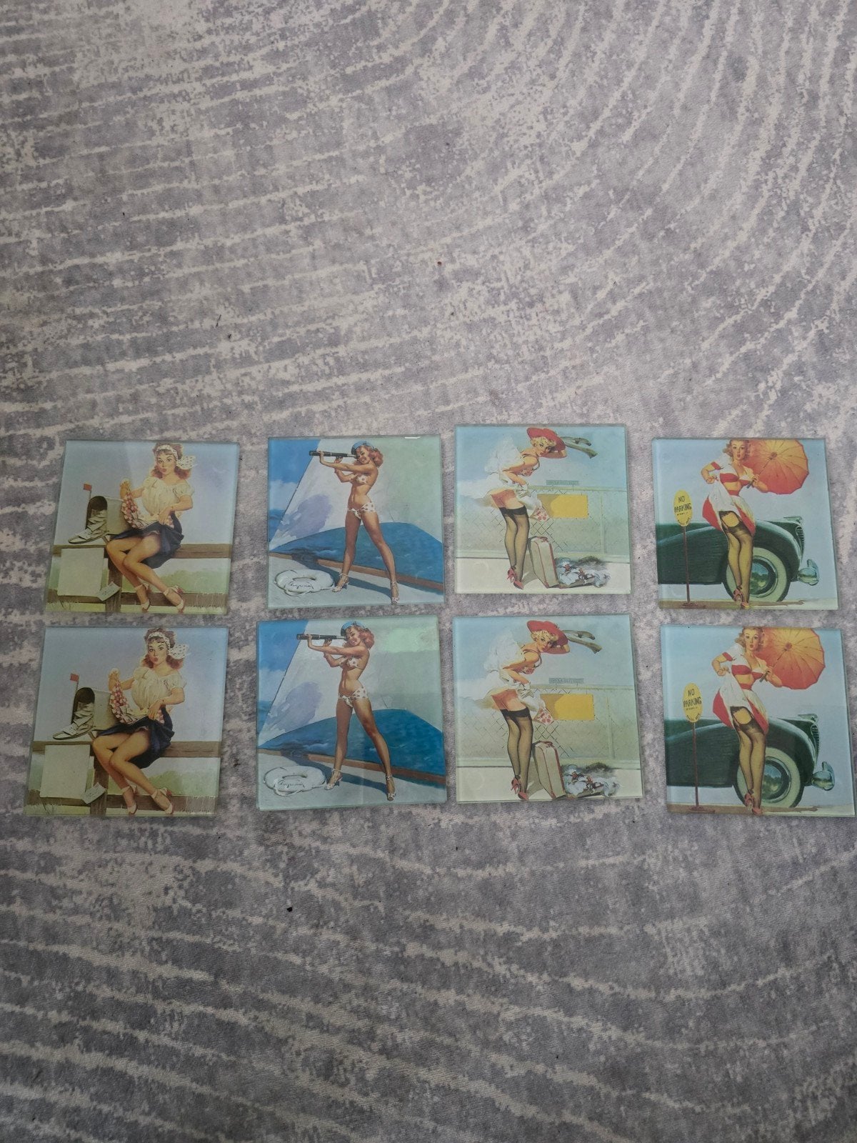 Set van 8 Pin-up Girl Onderzetters - Vintage Stijl, Verzamelen, Ophalen of Verzenden, Gebruikt