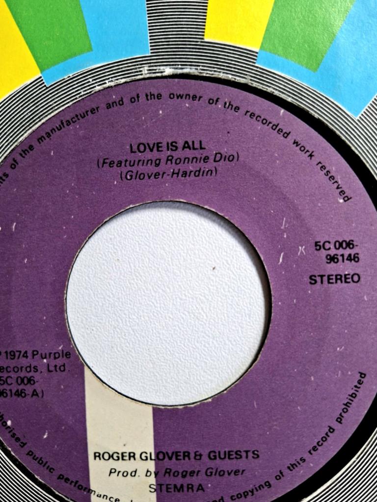 7"/SINGLE  ROGER GLOVER & FRIENDS - Love Is All, Ophalen of Verzenden, Gebruikt, Pop