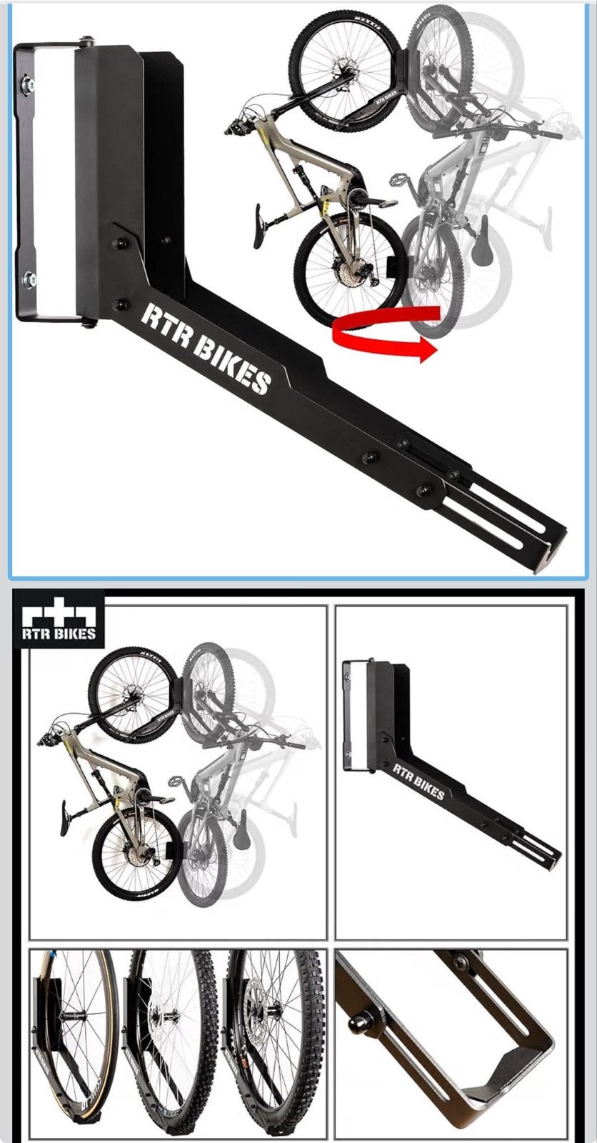 RTR Bikes Draaibare Fiets Muurbeugel - 180 Zwenkbaar, Fietsen en Brommers, Ophalen of Verzenden, Nieuw