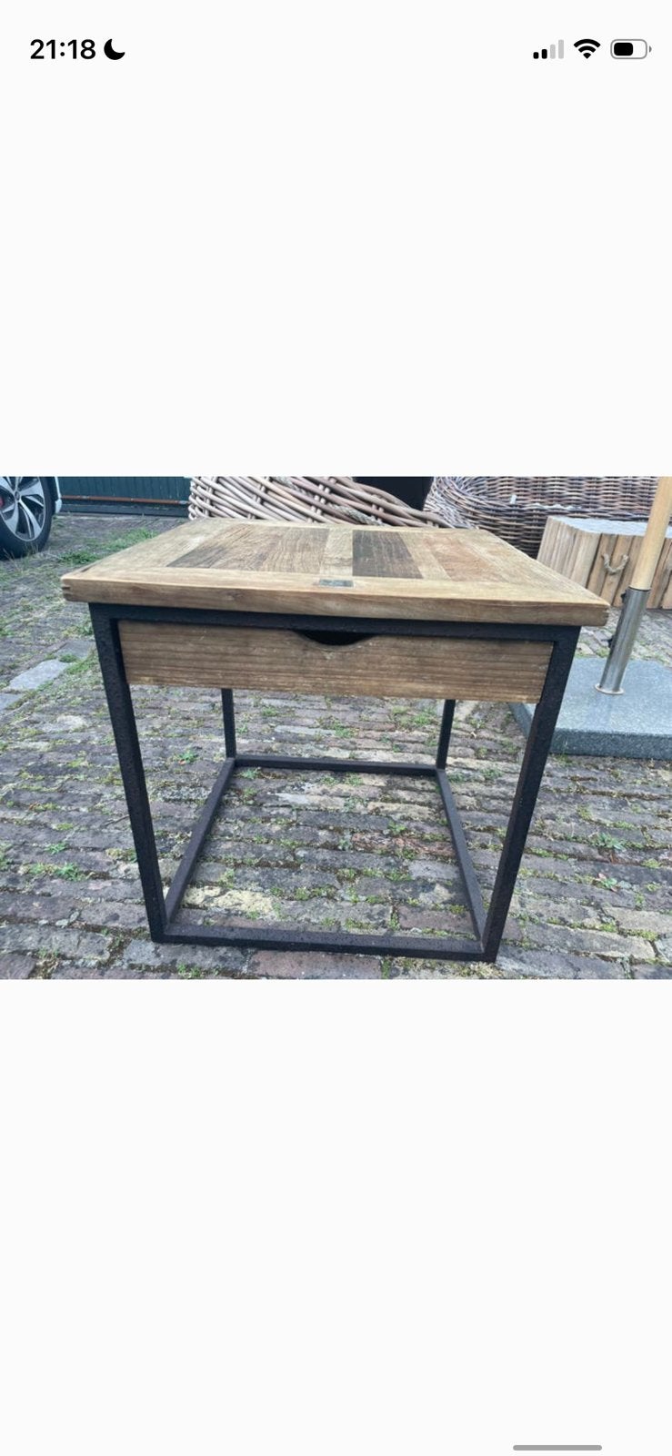 Riviera Maison vierkante tafel met opbergla, Ophalen, 50 tot 100 cm, Vierkant, Zo goed als nieuw