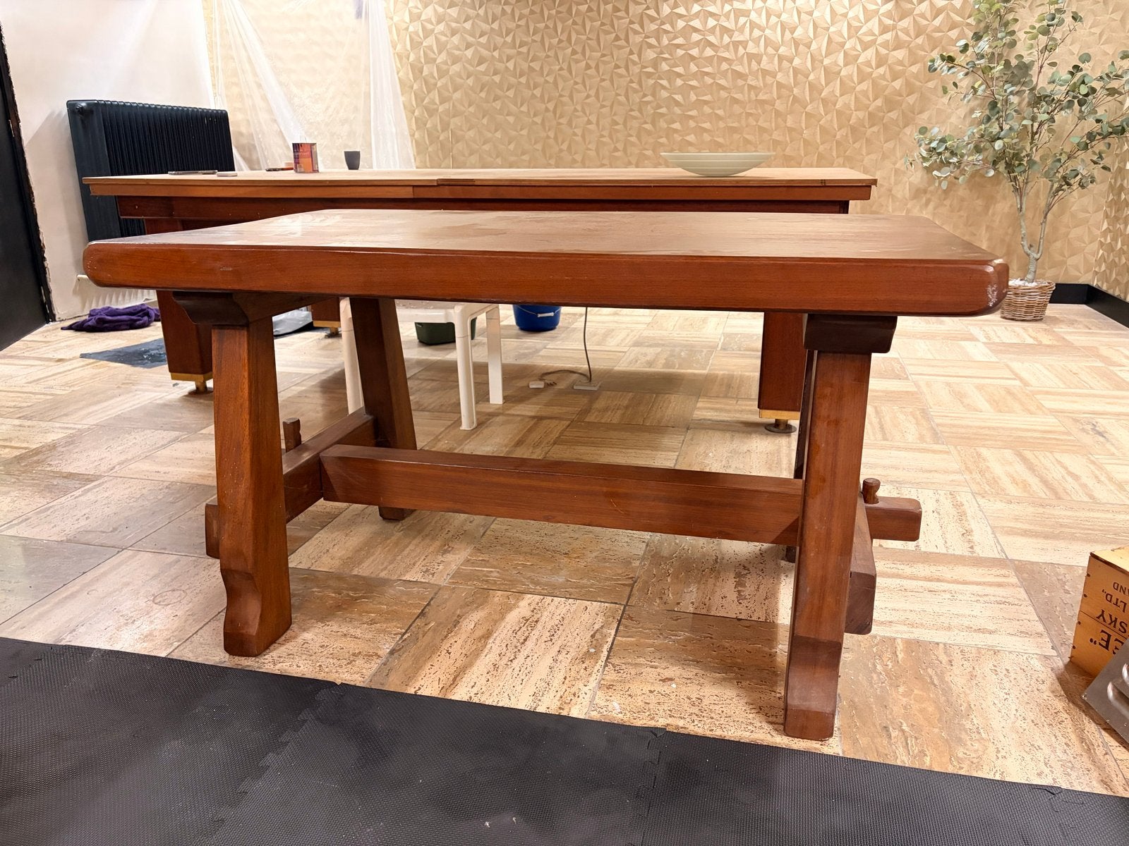 Zware houten tafel 80x149 cm, Ophalen, Gebruikt, 100 tot 150 cm, 50 tot 100 cm