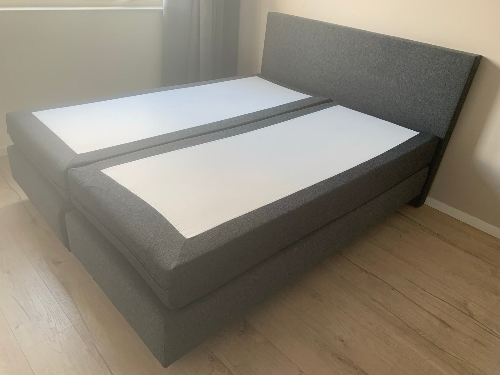 Boxspring 160x200 cm met topper, Ophalen, Tweepersoons, Zo goed als nieuw, 200 cm
