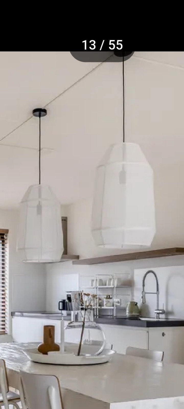 2x zgan witte hanglampen te koop, Ophalen, Zo goed als nieuw, Stof, Minder dan 50 cm